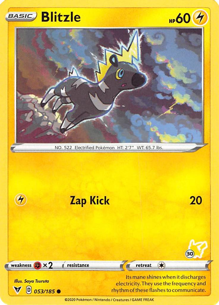 Blitzle (053/185) (Pikachu Stamp #30) [Battle Academy 2022] - Dark Crystal Cards