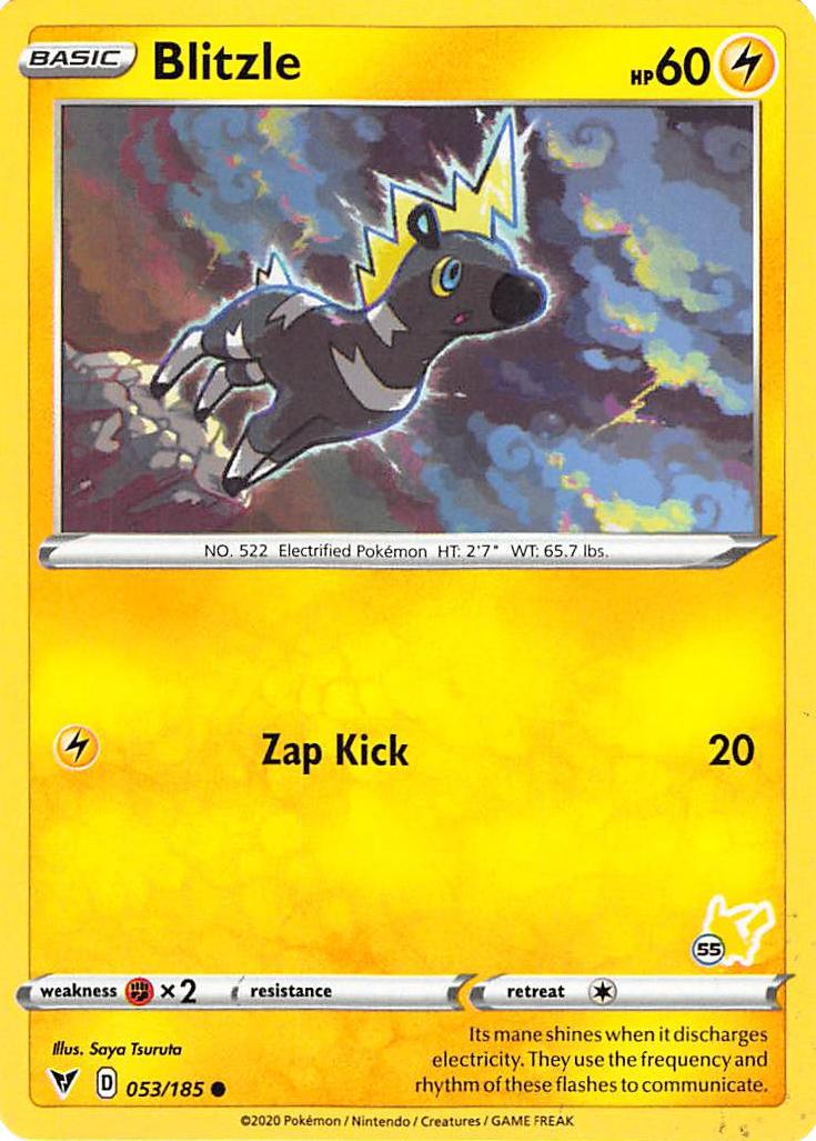 Blitzle (053/185) (Pikachu Stamp #55) [Battle Academy 2022] - Dark Crystal Cards