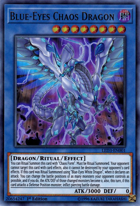 Blue - Eyes Chaos Dragon [LED3 - EN001] Ultra Rare - Dark Crystal Cards