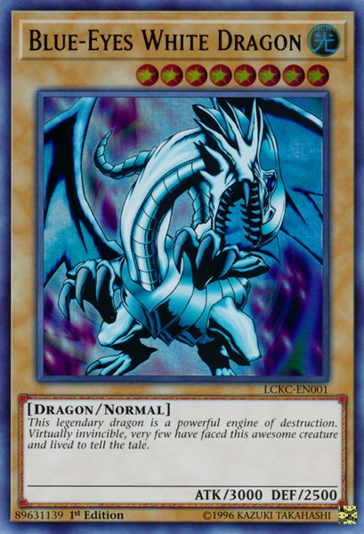 Blue - Eyes White Dragon (Version 1) [LCKC - EN001] Ultra Rare - Dark Crystal Cards