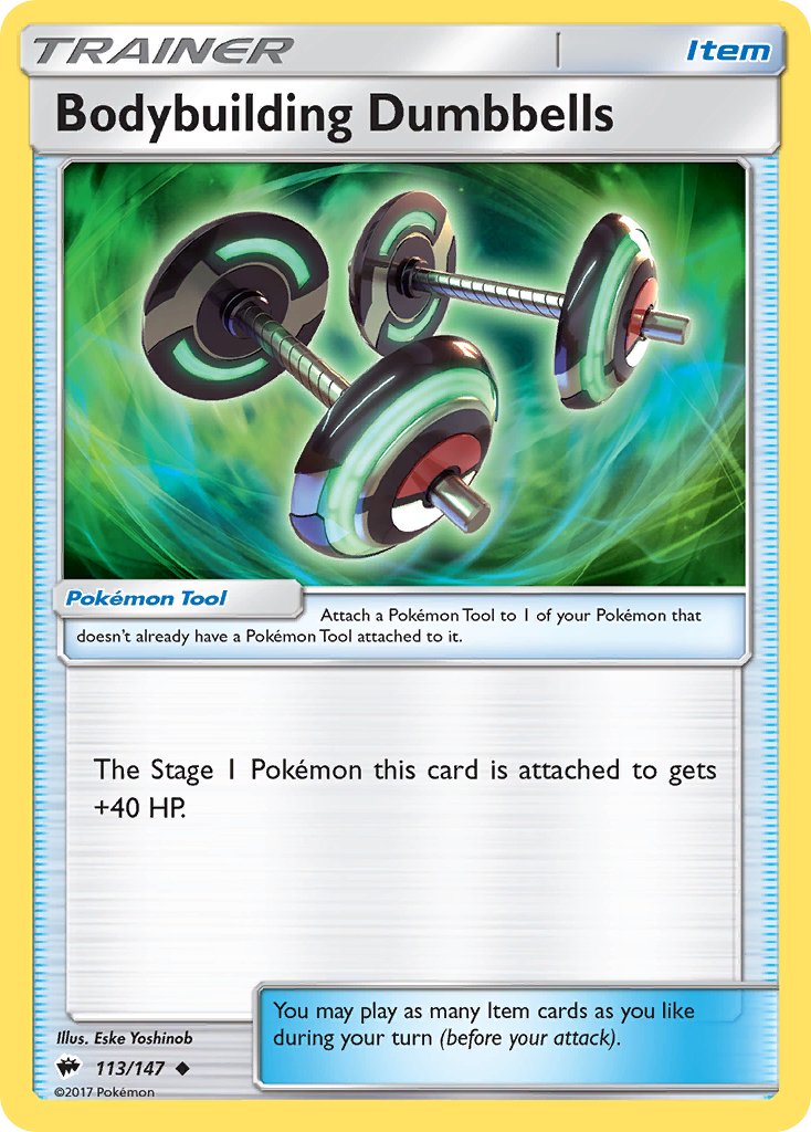 Bodybuilding Dumbbells (113/147) [Sun & Moon: Burning Shadows] - Dark Crystal Cards