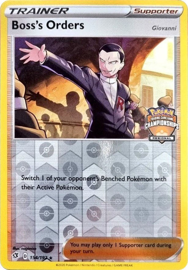 Boss's Orders (154/192) (Giovanni) (Regional Championship Promo) [Sword & Shield: Rebel Clash] - Dark Crystal Cards