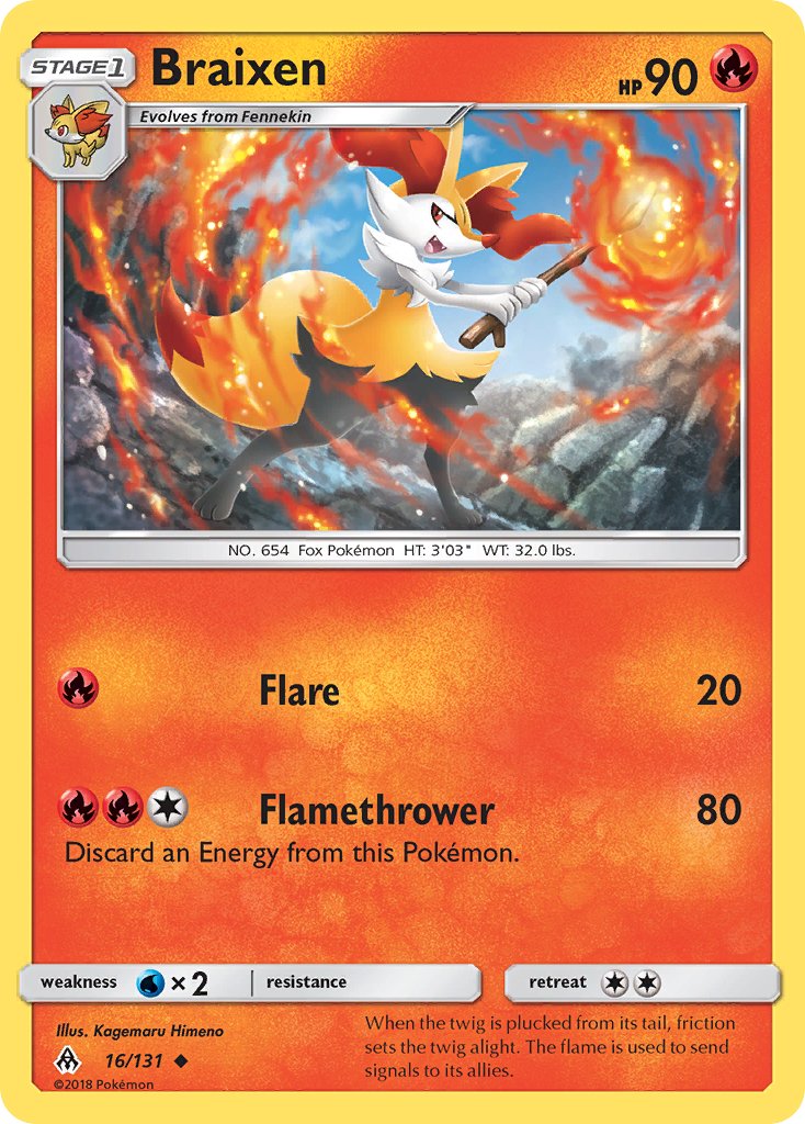 Braixen (16/131) [Sun & Moon: Forbidden Light] - Dark Crystal Cards