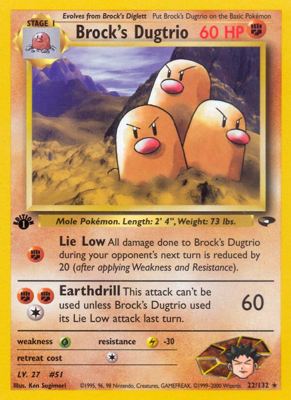 Brock's Dugtrio (22/132) [Gym Challenge 1st Edition] - Dark Crystal Cards