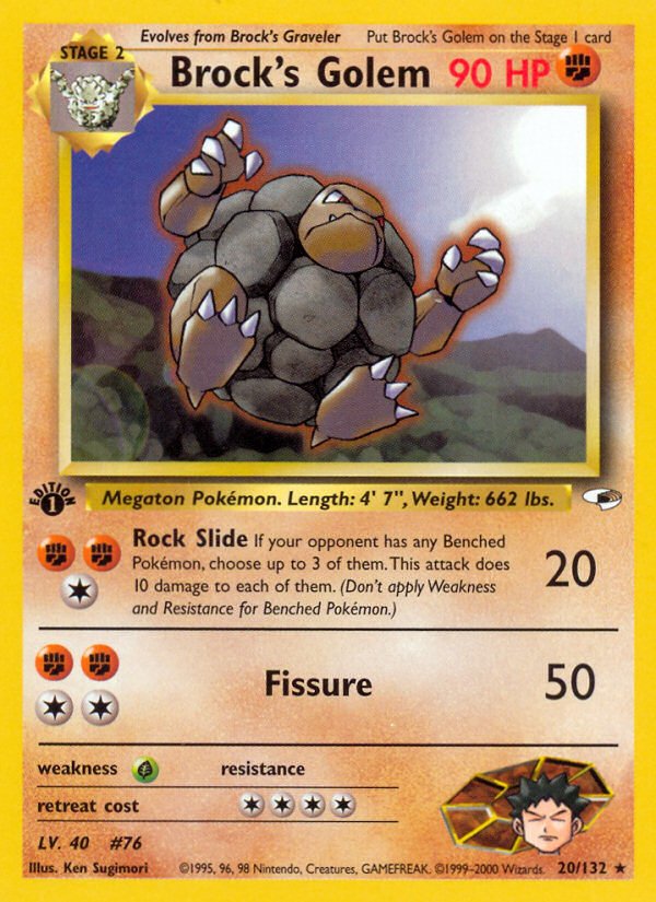 Brock's Golem (20/132) [Gym Heroes 1st Edition] - Dark Crystal Cards