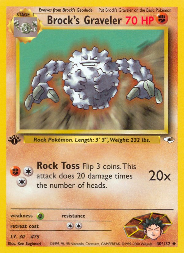 Brock's Graveler (40/132) [Gym Heroes 1st Edition] - Dark Crystal Cards