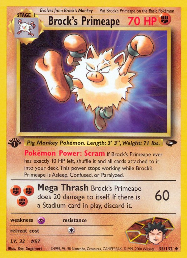 Brock's Primeape (35/132) [Gym Challenge 1st Edition] - Dark Crystal Cards