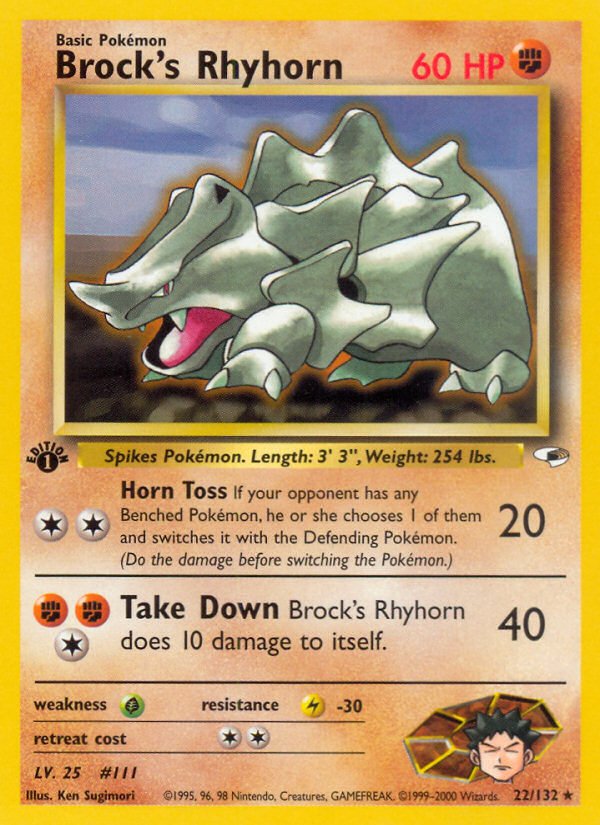 Brock's Rhyhorn (22/132) [Gym Heroes 1st Edition] - Dark Crystal Cards