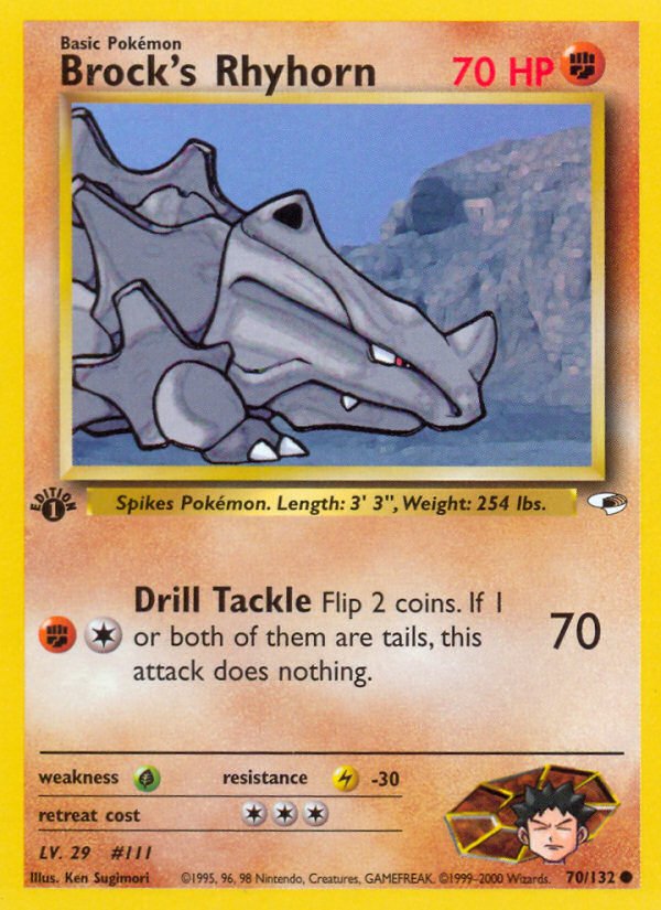 Brock's Rhyhorn (70/132) [Gym Heroes 1st Edition] - Dark Crystal Cards