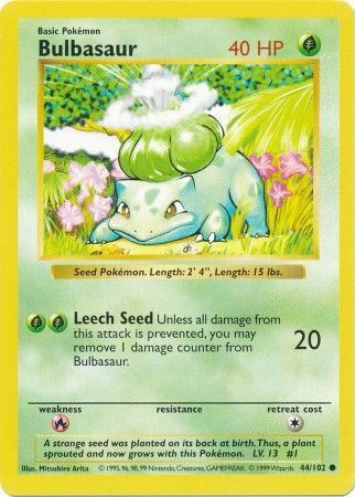 Bulbasaur (44/102) [Base Set Shadowless Unlimited] - Dark Crystal Cards