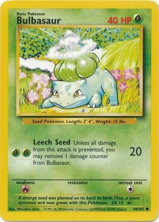 Bulbasaur (44/102) [Base Set Unlimited] - Dark Crystal Cards