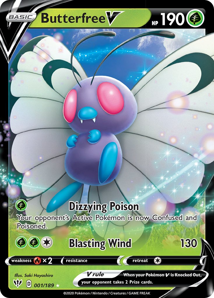 Butterfree V (001/189) [Sword & Shield: Darkness Ablaze] - Dark Crystal Cards