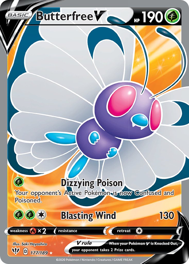 Butterfree V (177/189) [Sword & Shield: Darkness Ablaze] - Dark Crystal Cards