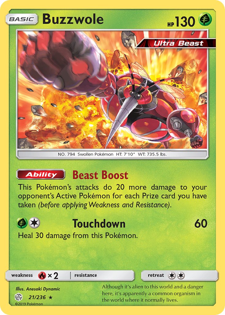 Buzzwole (21/236) [Sun & Moon: Cosmic Eclipse] - Dark Crystal Cards