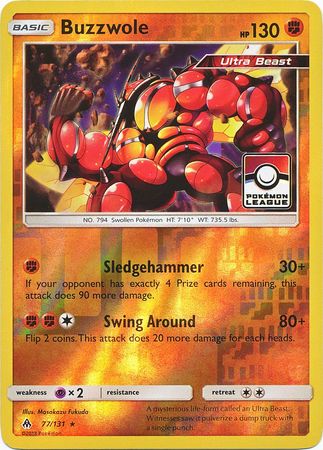 Buzzwole (77/131) (League Promo) [Sun & Moon: Forbidden Light] - Dark Crystal Cards