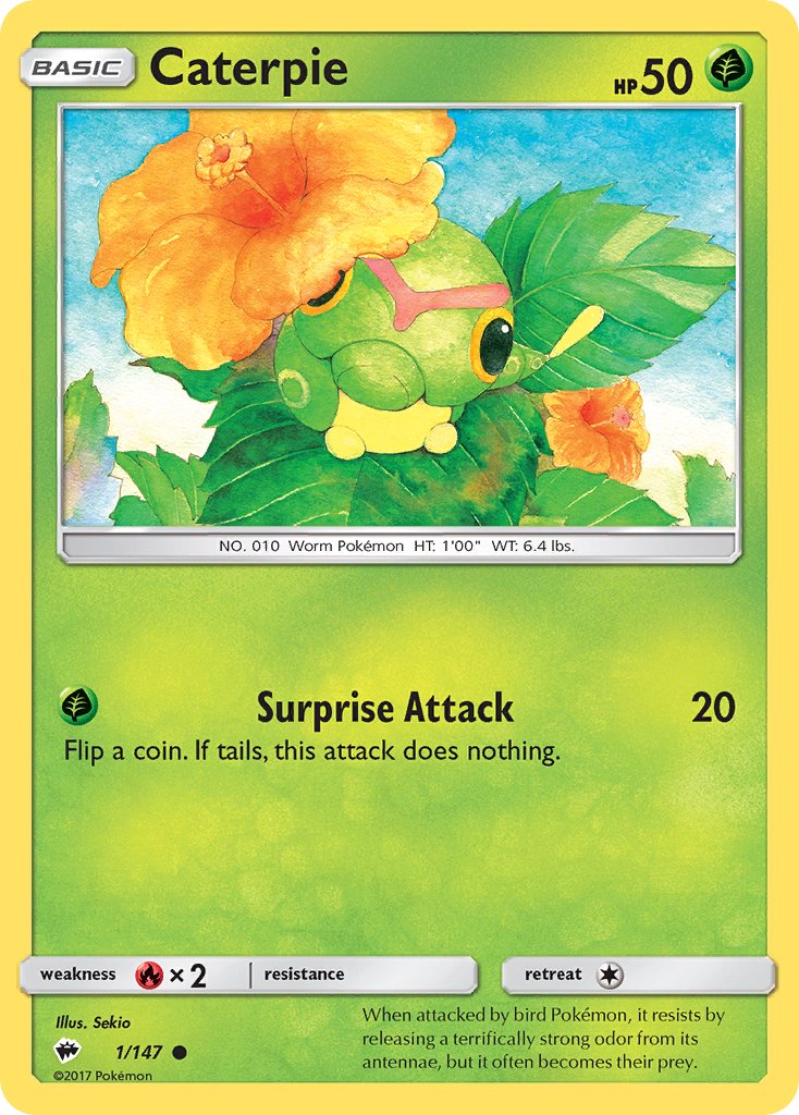 Caterpie (1/147) [Sun & Moon: Burning Shadows] - Dark Crystal Cards