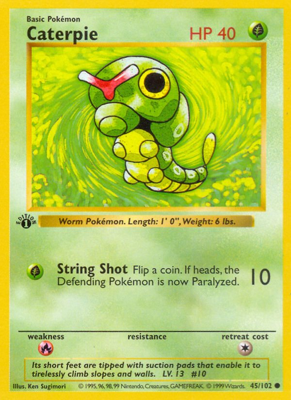 Caterpie (45/102) (Shadowless) [Base Set 1st Edition] - Dark Crystal Cards