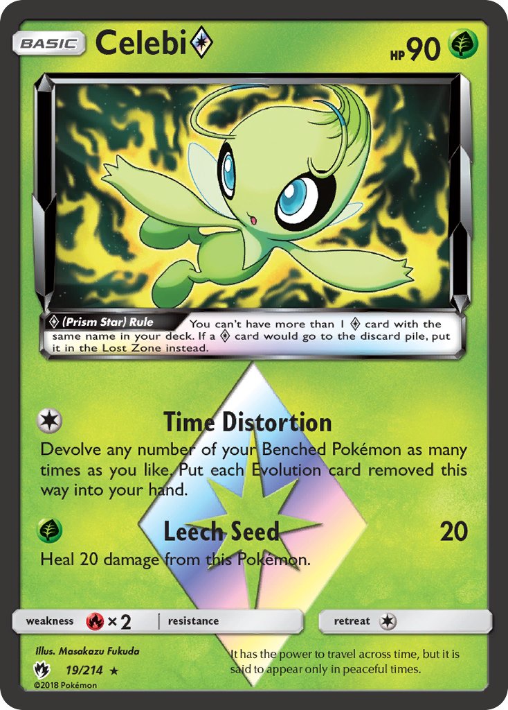 Celebi (19/214) (Prism Star) [Sun & Moon: Lost Thunder] - Dark Crystal Cards