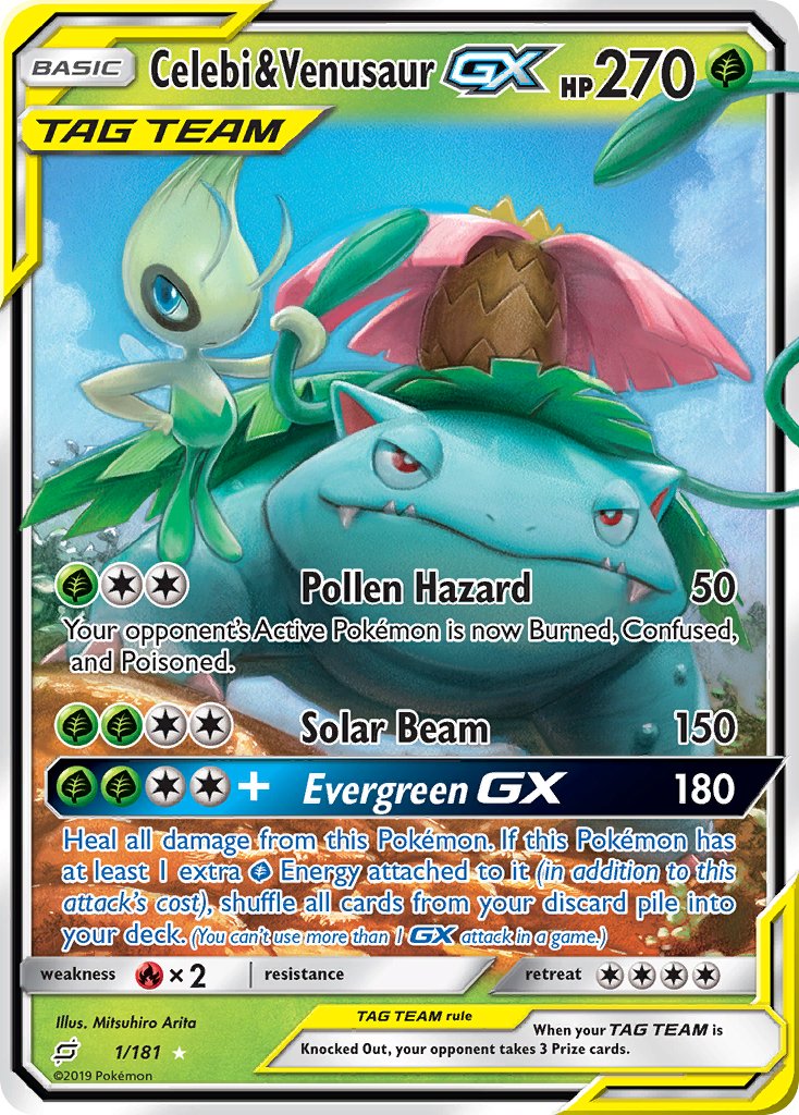 Celebi & Venusaur GX (1/181) [Sun & Moon: Team Up] - Dark Crystal Cards