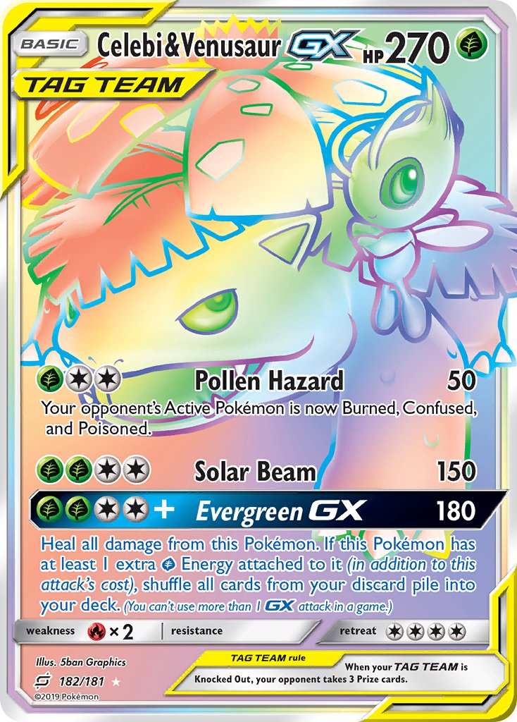 Celebi & Venusaur GX (182/181) [Sun & Moon: Team Up] - Dark Crystal Cards