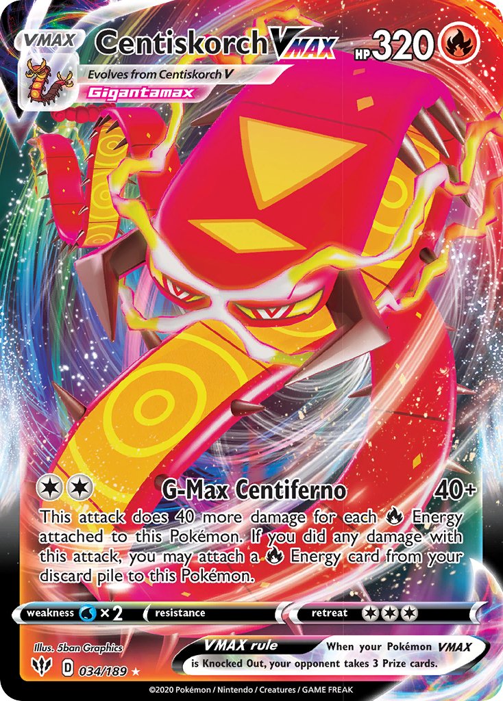 Centiskorch VMAX (034/189) [Sword & Shield: Darkness Ablaze] - Dark Crystal Cards