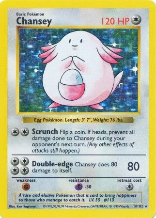 Chansey (3/102) [Base Set Shadowless Unlimited] - Dark Crystal Cards