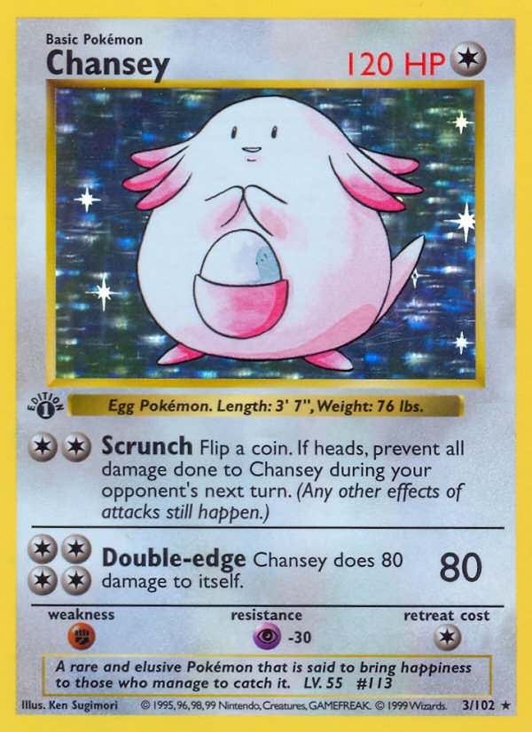 Chansey (3/102) (Shadowless) [Base Set 1st Edition] - Dark Crystal Cards