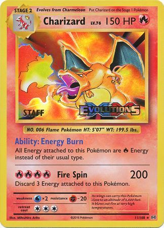 Charizard (11/108) (XY Evolutions Staff Prerelease) [XY: Black Star Promos] - Dark Crystal Cards