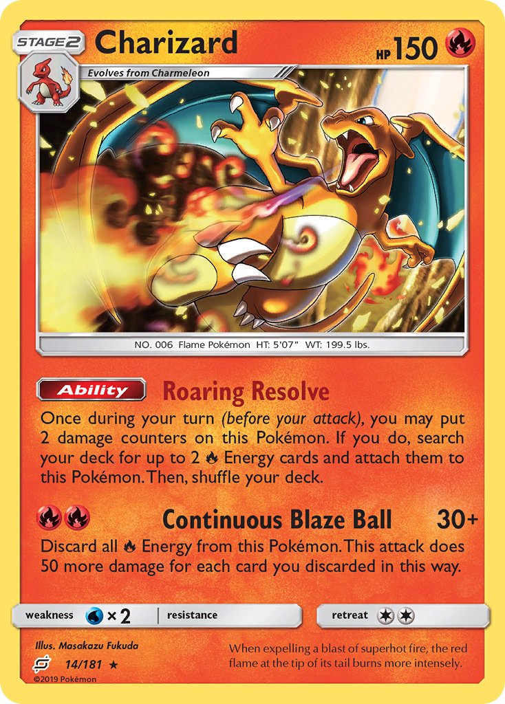 Charizard (14/181) (Cosmos Holo) [Sun & Moon: Team Up] - Dark Crystal Cards