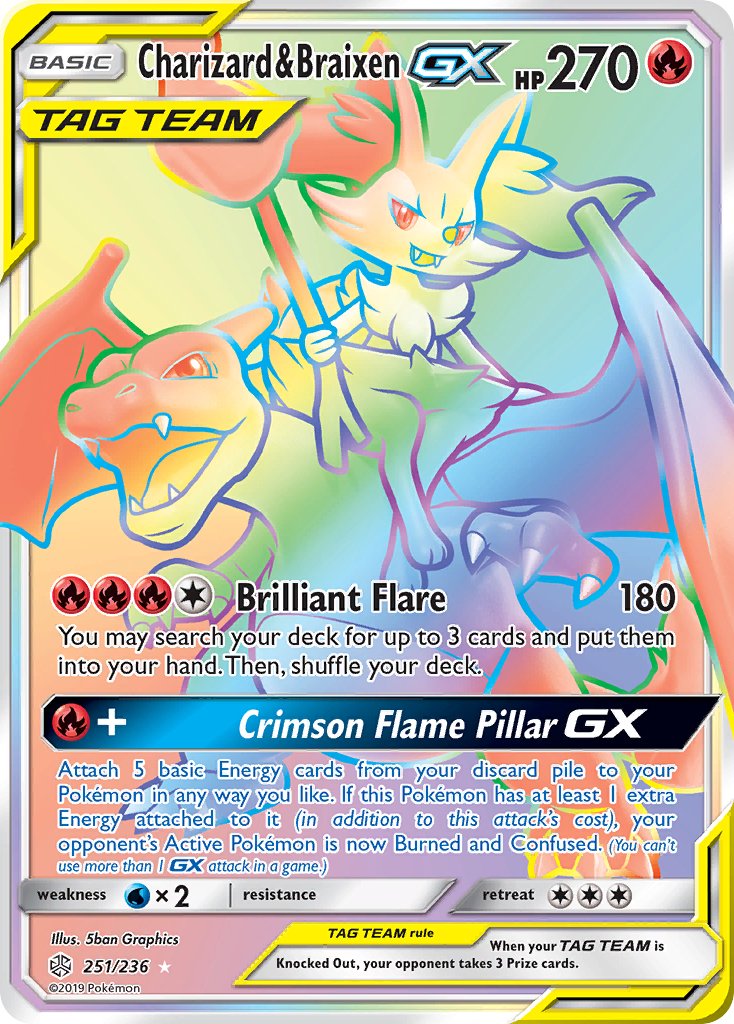 Charizard & Braixen GX (251/236) [Sun & Moon: Cosmic Eclipse] - Dark Crystal Cards