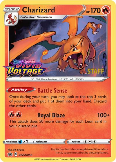 Charizard (SWSH066) (Staff Prerelease Promo) [Sword & Shield: Black Star Promos] - Dark Crystal Cards