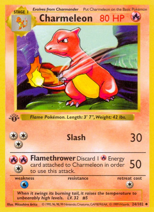 Charmeleon (24/102) (Shadowless) [Base Set 1st Edition] - Dark Crystal Cards