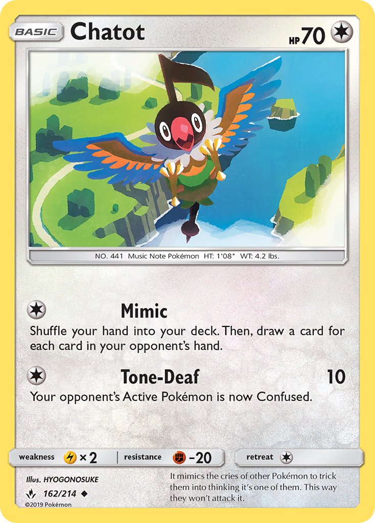 Chatot (162/214) [Sun & Moon: Unbroken Bonds] - Dark Crystal Cards