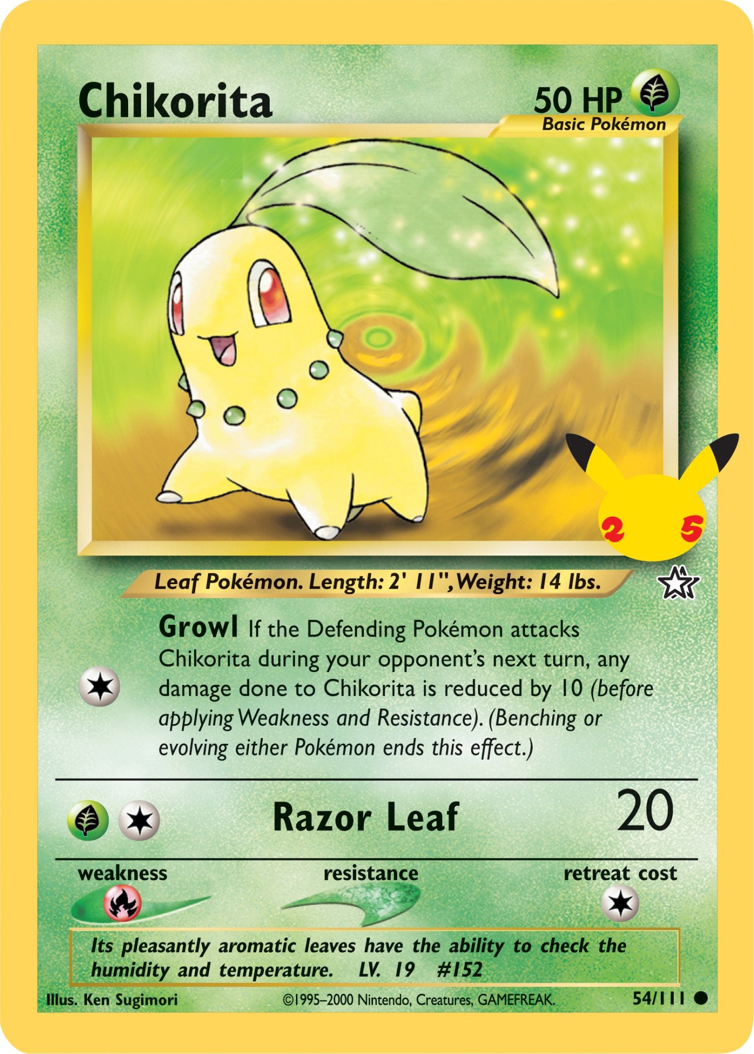 Chikorita (54/111) (Jumbo Card) [First Partner Pack] - Dark Crystal Cards