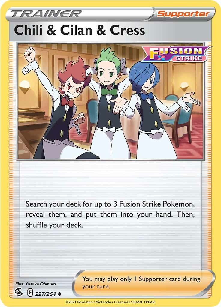 Chili & Cilan & Cress (227/264) [Sword & Shield: Fusion Strike] - Dark Crystal Cards