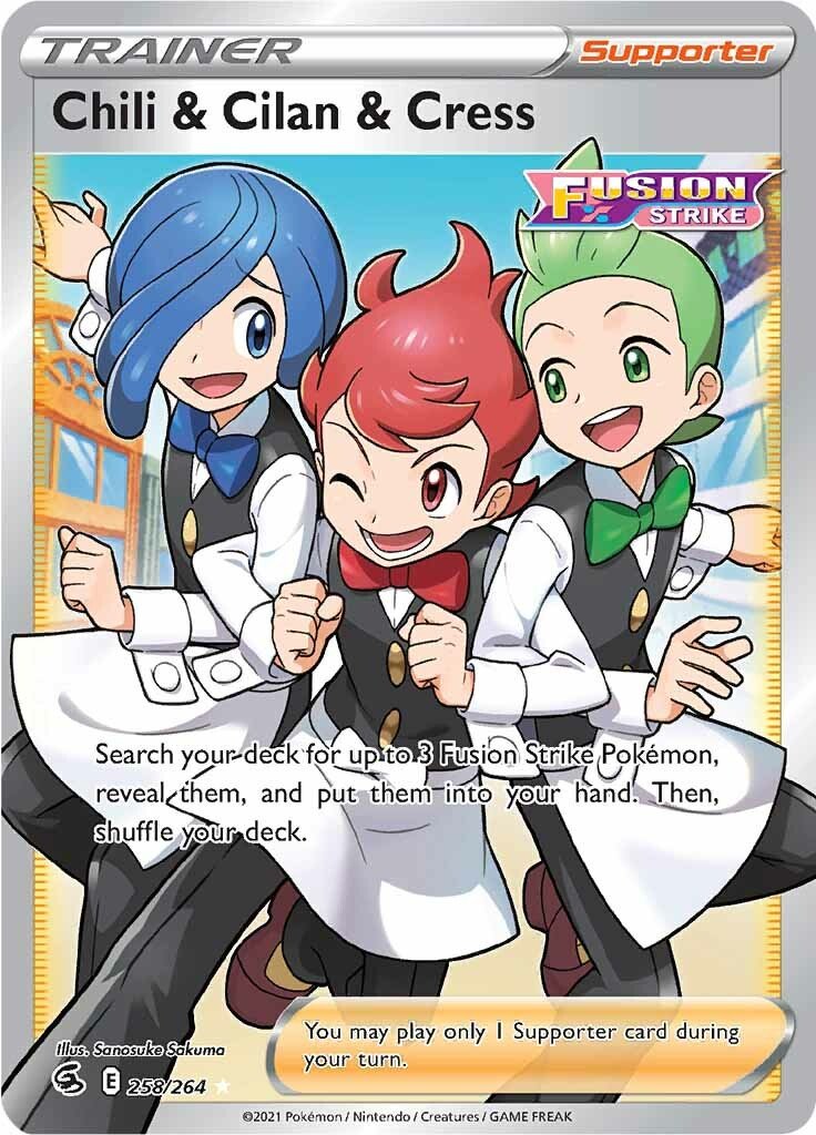 Chili & Cilan & Cress (258/264) [Sword & Shield: Fusion Strike] - Dark Crystal Cards