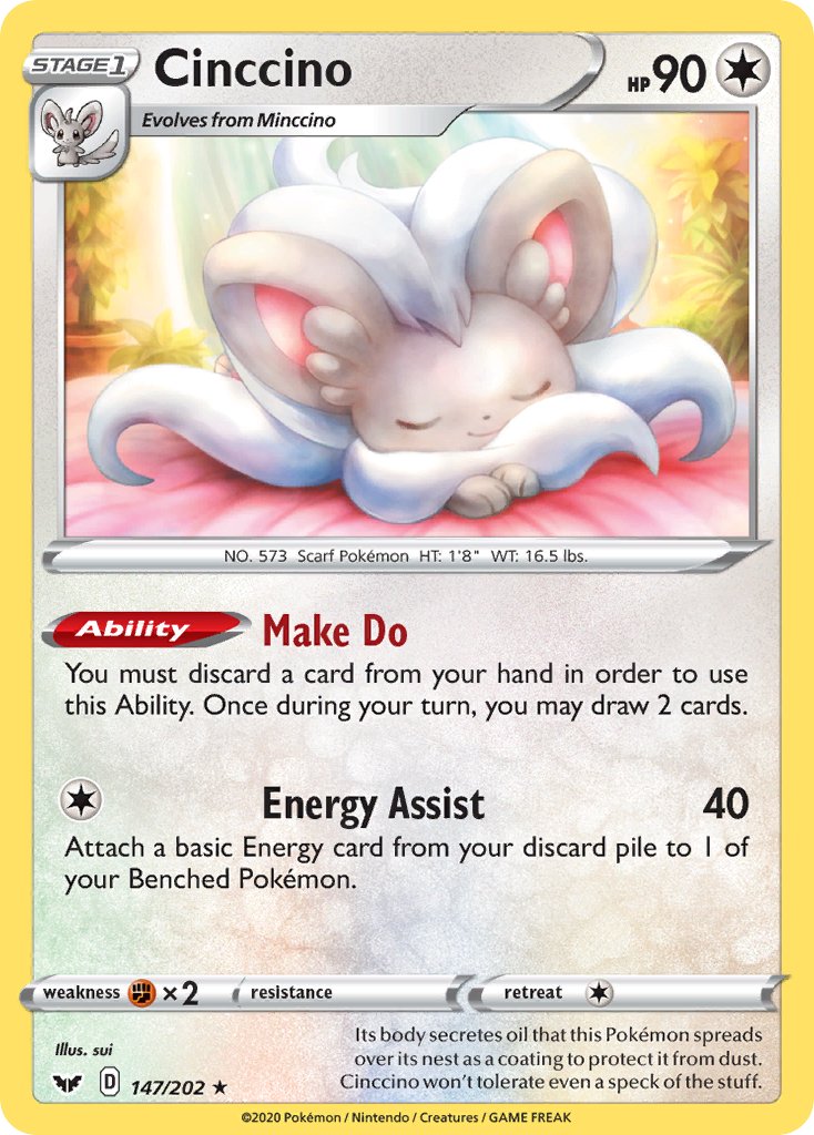 Cinccino (147/202) [Sword & Shield: Base Set] - Dark Crystal Cards