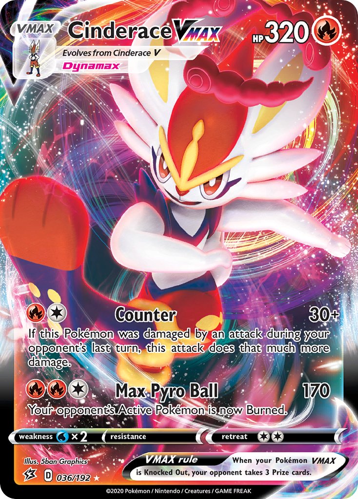 Cinderace VMAX (036/192) [Sword & Shield: Rebel Clash] - Dark Crystal Cards