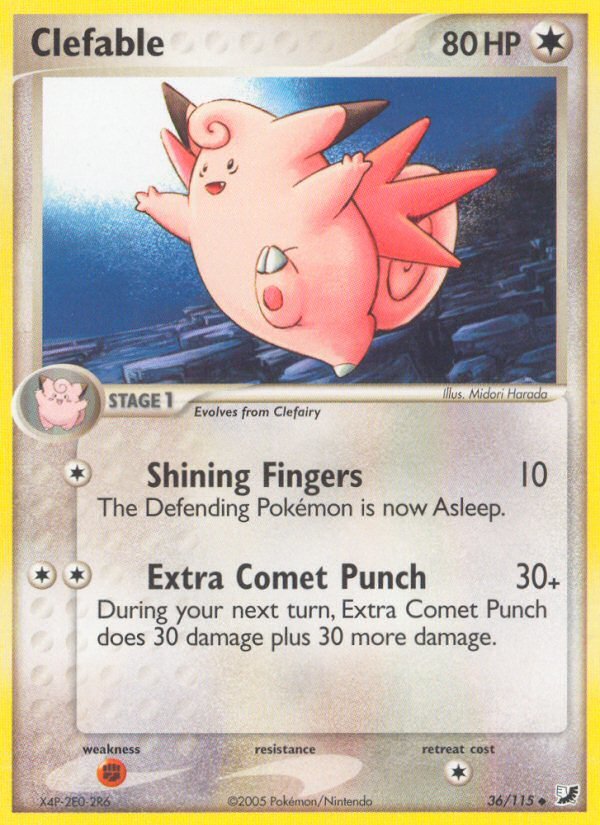 Clefable (36/115) [EX: Unseen Forces] - Dark Crystal Cards