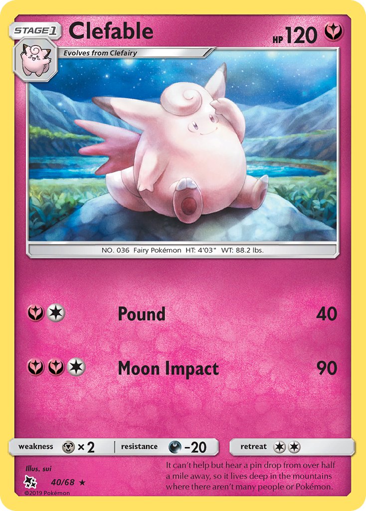 Clefable (40/68) [Sun & Moon: Hidden Fates] - Dark Crystal Cards