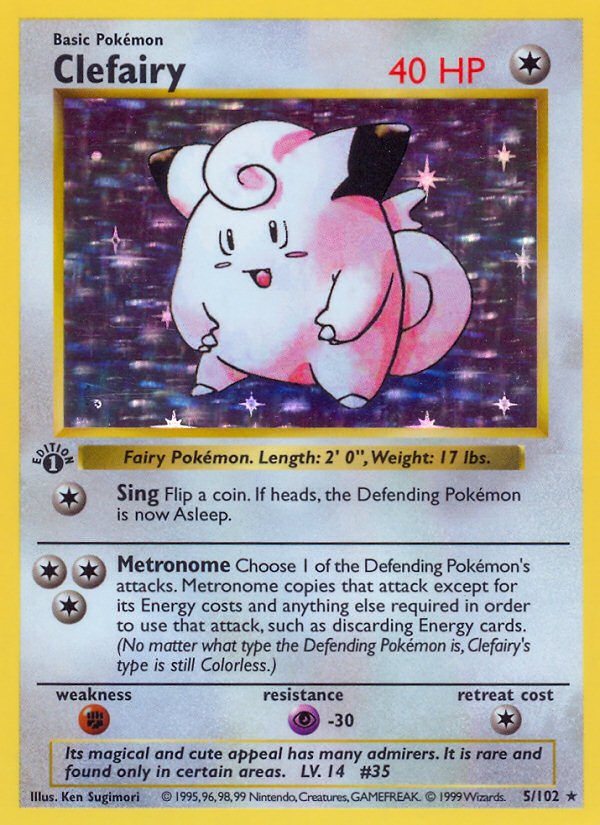 Clefairy (5/102) (Shadowless) [Base Set 1st Edition] - Dark Crystal Cards