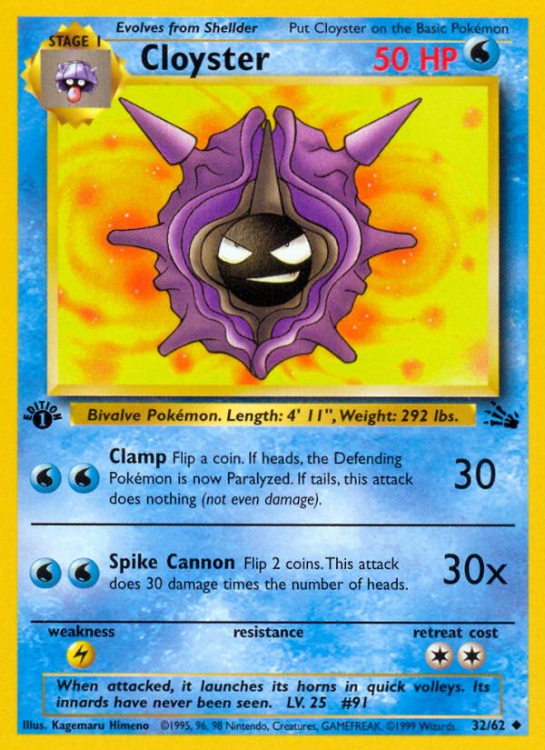 Cloyster (32/62) [Fossil 1st Edition] - Dark Crystal Cards