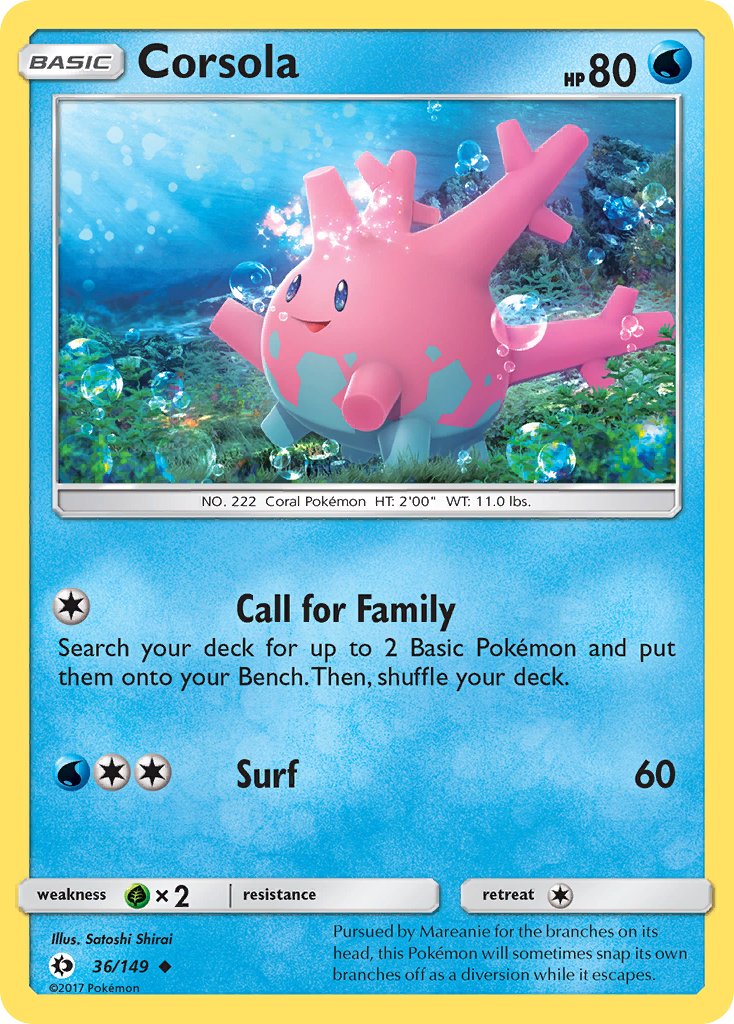 Corsola (36/149) [Sun & Moon: Base Set] - Dark Crystal Cards