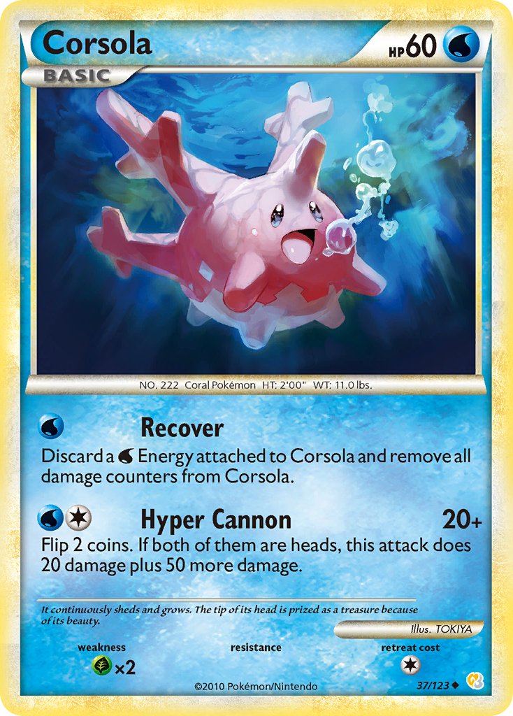 Corsola (37/123) [HeartGold & SoulSilver: Base Set] - Dark Crystal Cards