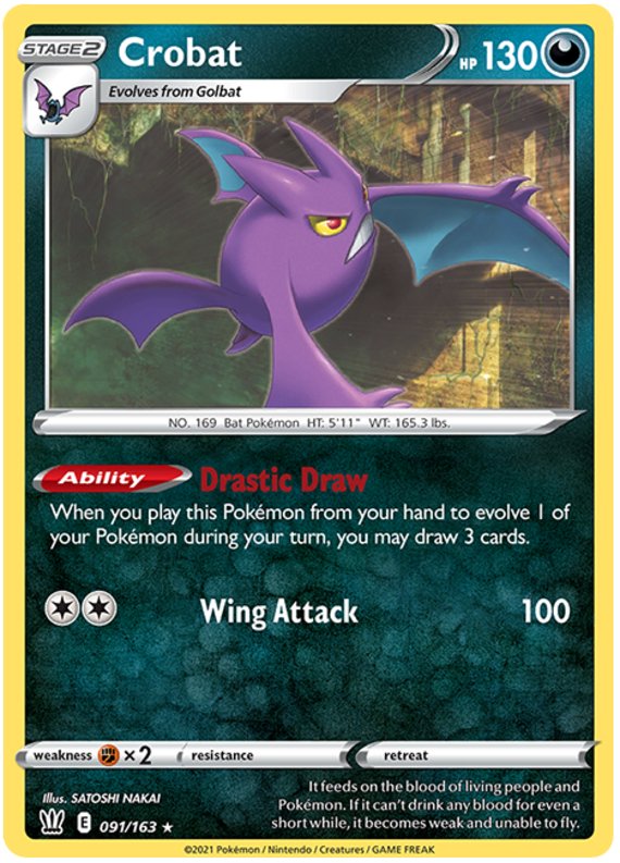 Crobat (091/163) (Theme Deck Exclusive) [Sword & Shield: Battle Styles] - Dark Crystal Cards