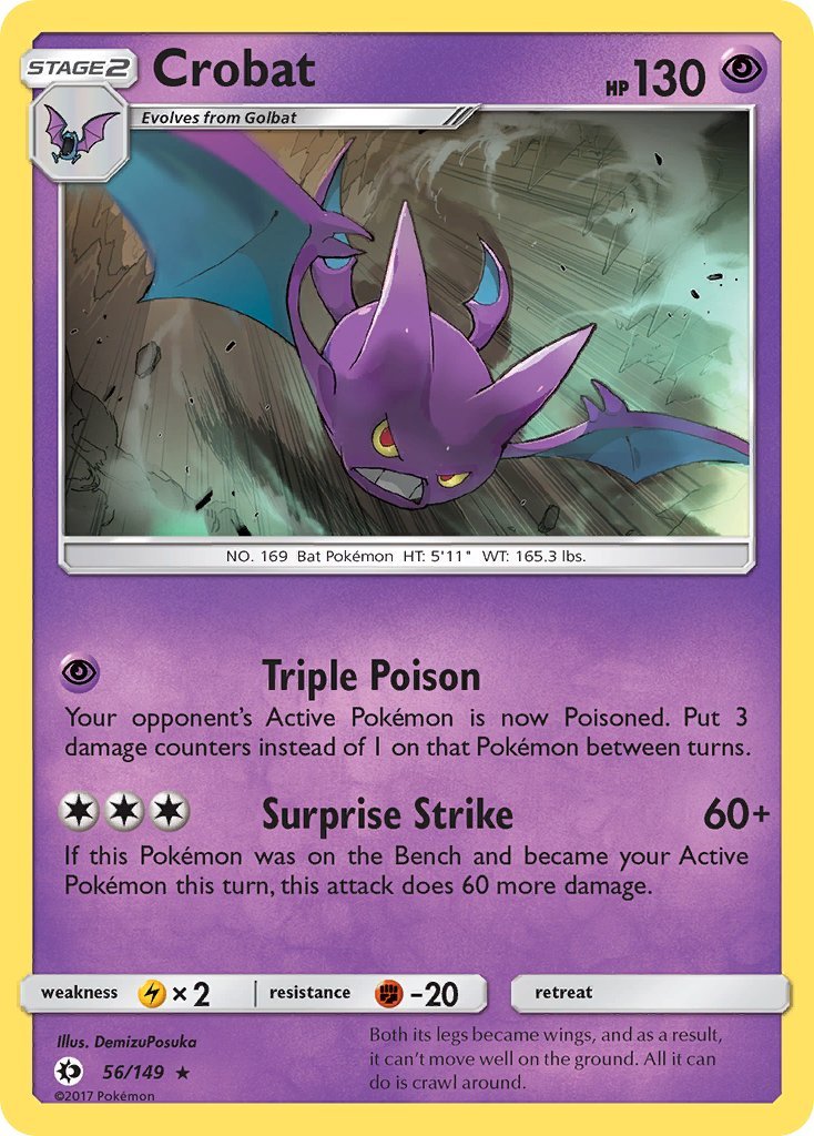 Crobat (56/149) (Prerelease Kit Exclusive) (Theme Deck Exclusive) [Sun & Moon: Base Set] - Dark Crystal Cards