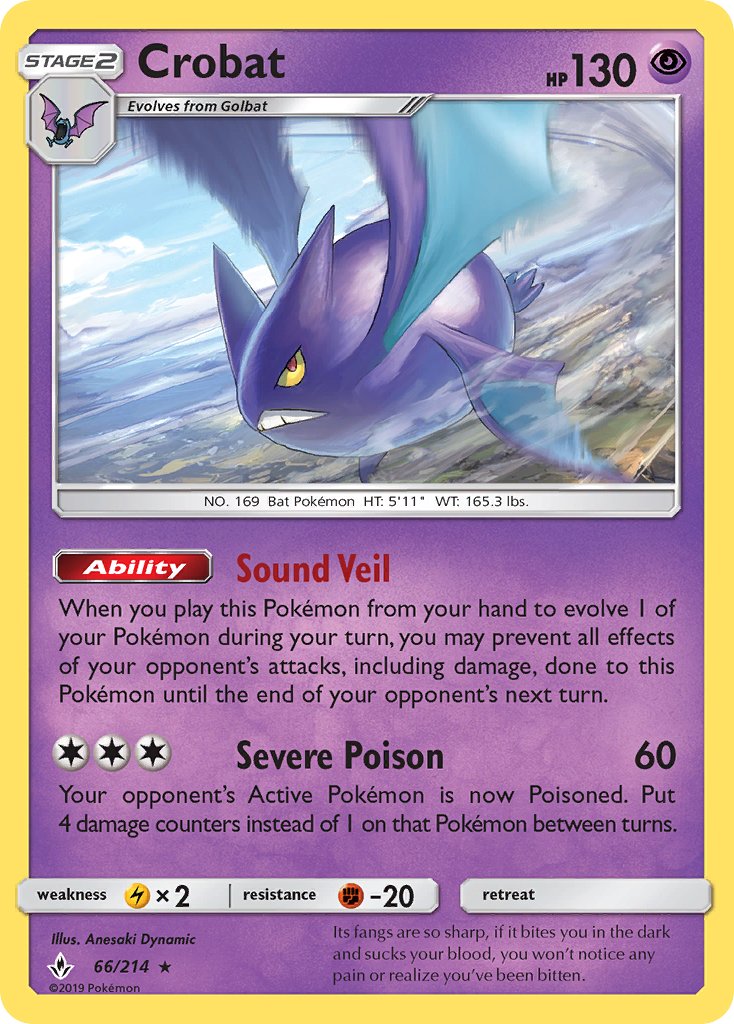 Crobat (66/214) [Sun & Moon: Unbroken Bonds] - Dark Crystal Cards