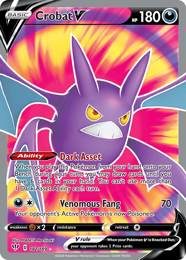 Crobat V (182/189) [Sword & Shield: Darkness Ablaze] - Dark Crystal Cards