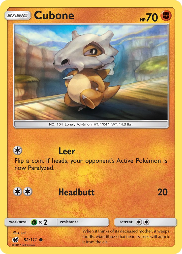 Cubone (52/111) [Sun & Moon: Crimson Invasion] - Dark Crystal Cards