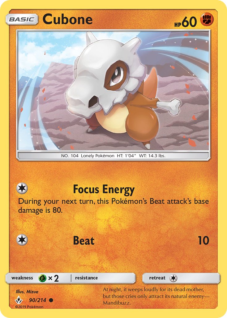 Cubone (90/214) [Sun & Moon: Unbroken Bonds] - Dark Crystal Cards